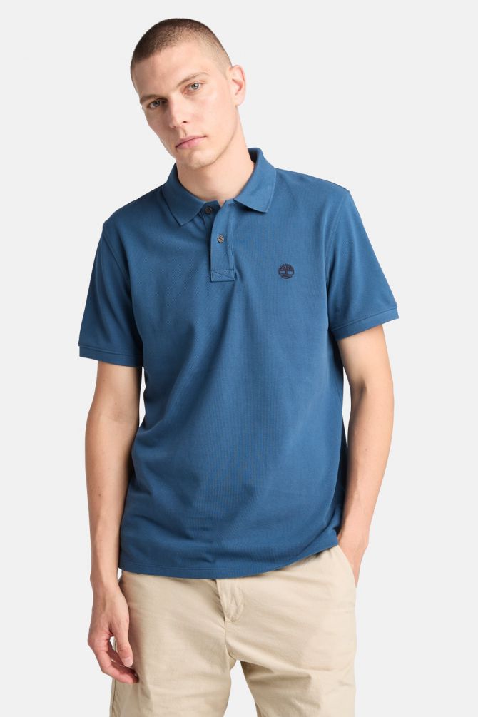 חולצת פולו לגברים עם שרוולים קצרים ולוגו רקום