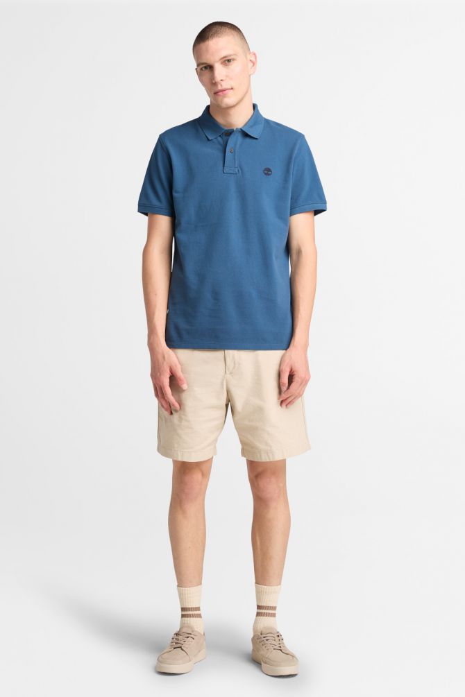 חולצת פולו לגברים עם שרוולים קצרים ולוגו רקום