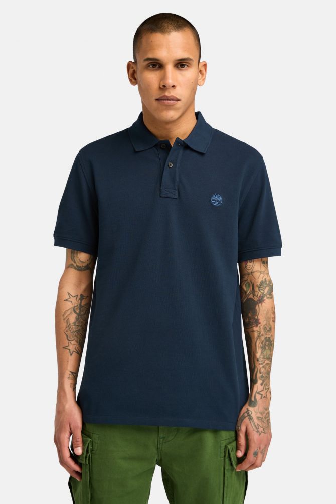 חולצת פולו לגברים עם שרוולים קצרים ולוגו רקום