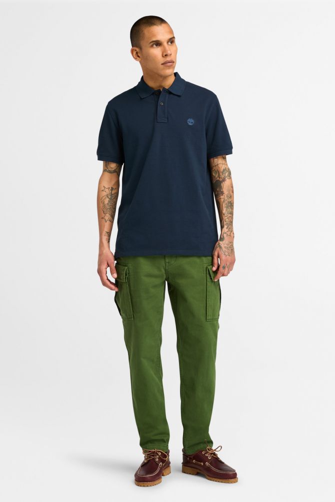 חולצת פולו לגברים עם שרוולים קצרים ולוגו רקום