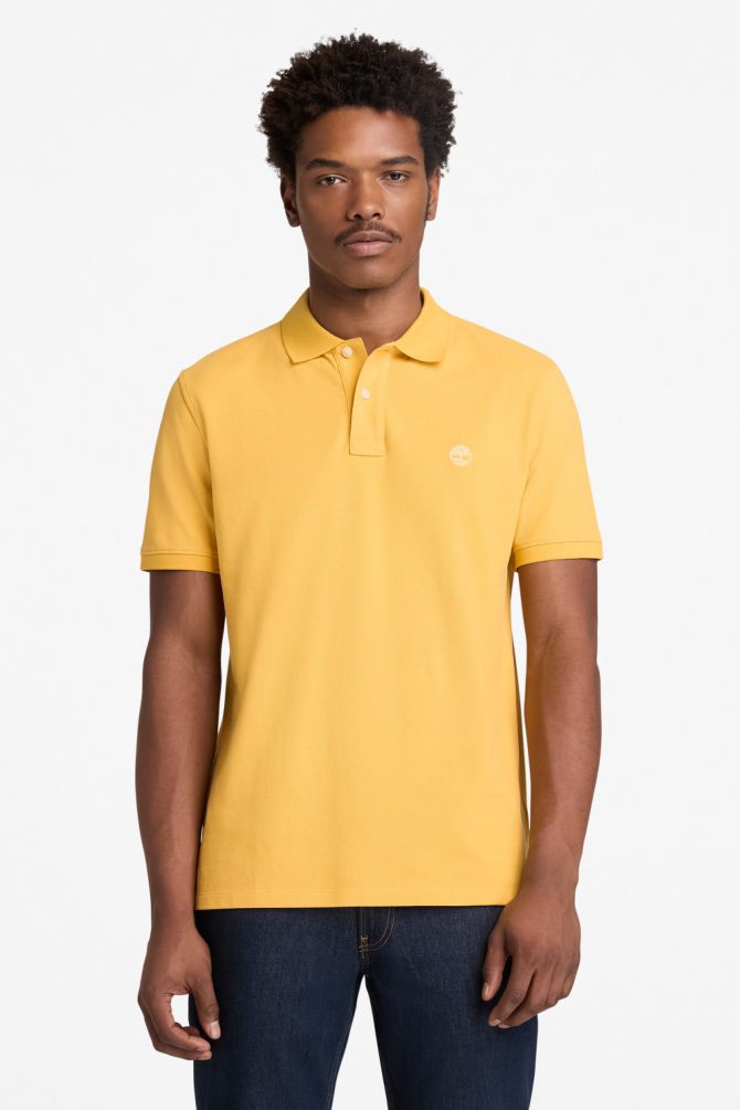 חולצת פולו לגברים עם שרוולים קצרים ולוגו רקום