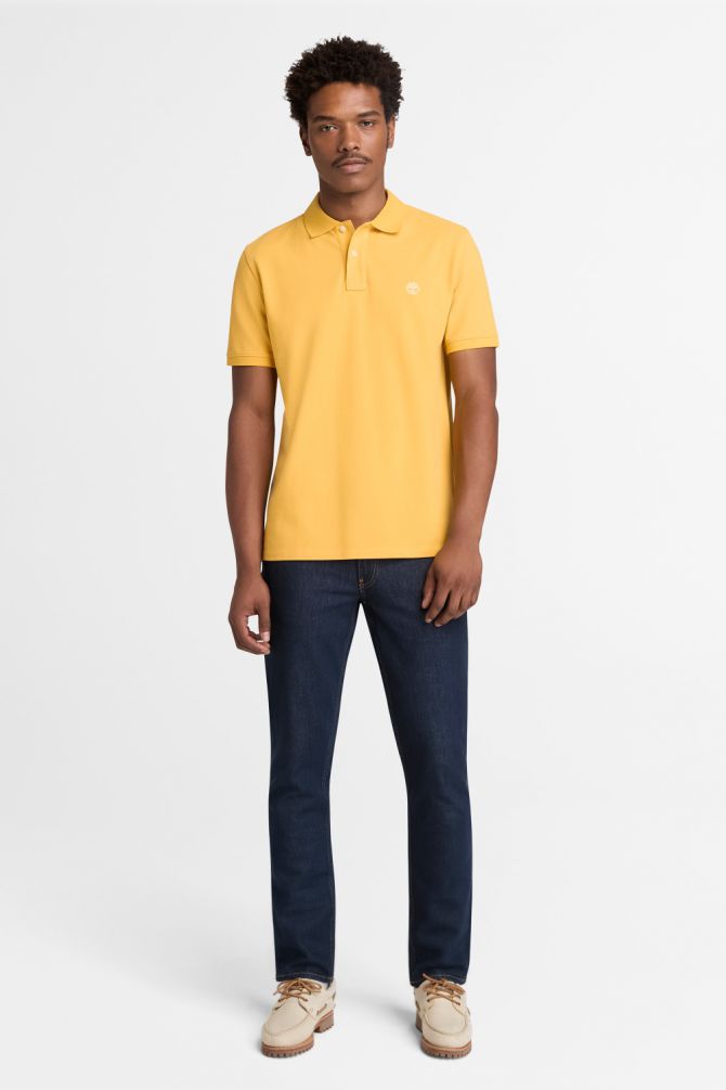 חולצת פולו לגברים עם שרוולים קצרים ולוגו רקום