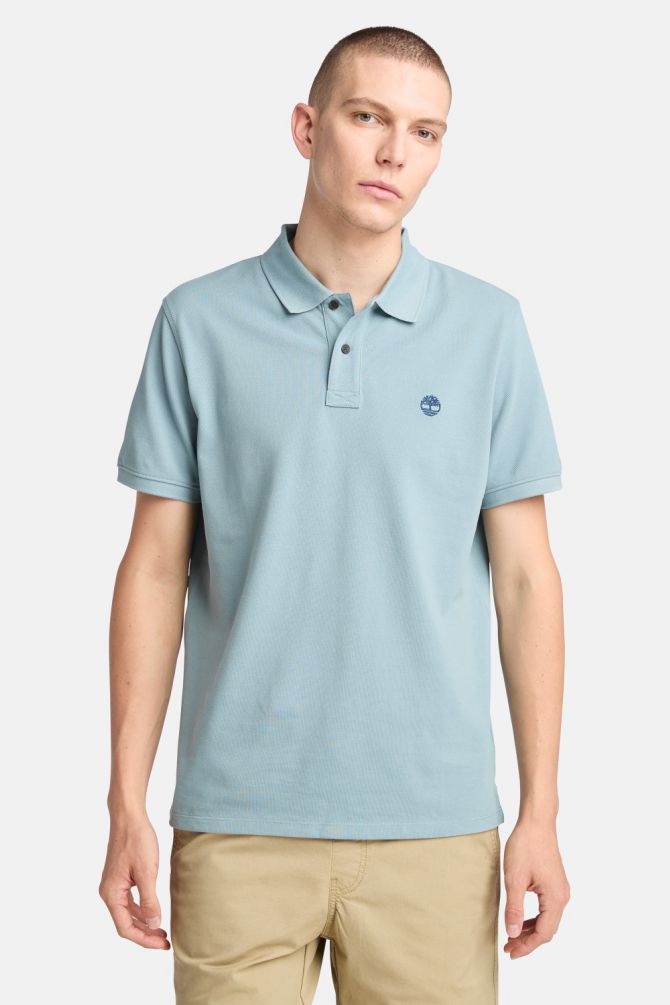 חולצת פולו לגברים עם שרוולים קצרים ולוגו רקום