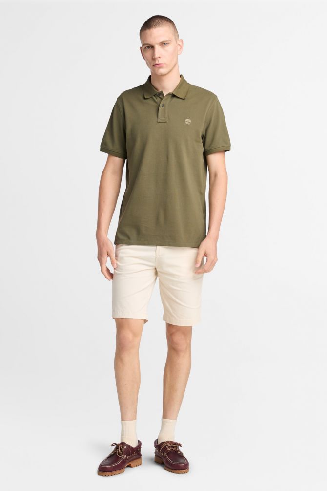 חולצת פולו לגברים עם שרוולים קצרים ולוגו רקום