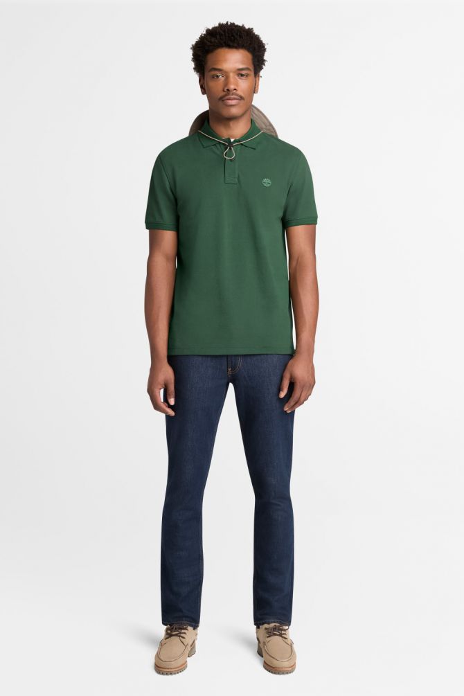 חולצת פולו לגברים עם שרוולים קצרים ולוגו רקום