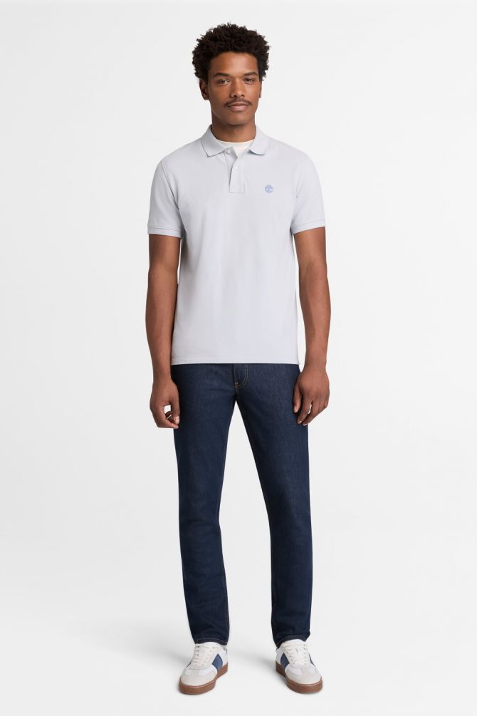 חולצת פולו לגברים עם שרוולים קצרים ולוגו רקום