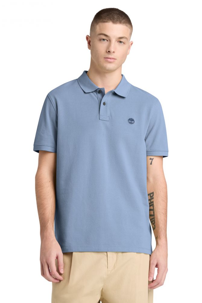 חולצת פולו לגברים עם שרוולים קצרים ולוגו רקום