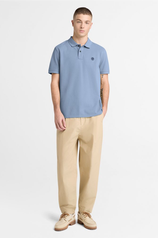 חולצת פולו לגברים עם שרוולים קצרים ולוגו רקום