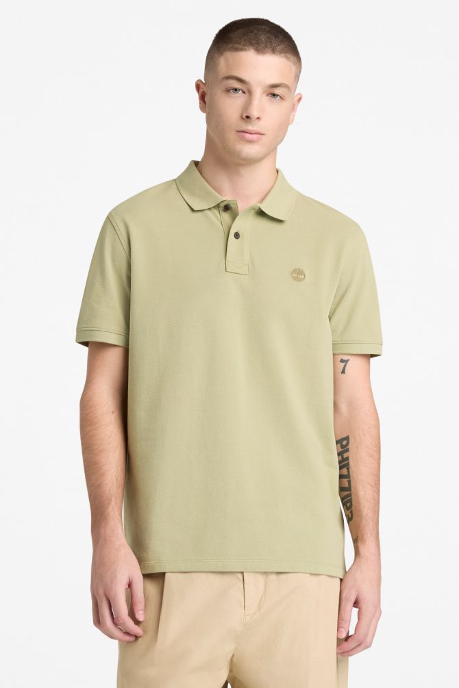 חולצת פולו לגברים עם שרוולים קצרים ולוגו רקום