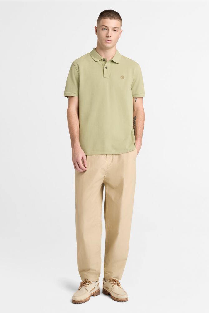 חולצת פולו לגברים עם שרוולים קצרים ולוגו רקום