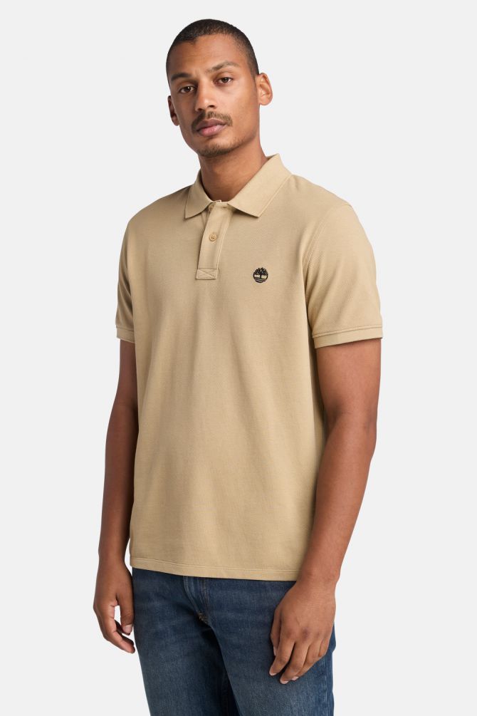 חולצת פולו לגברים עם שרוולים קצרים ולוגו רקום