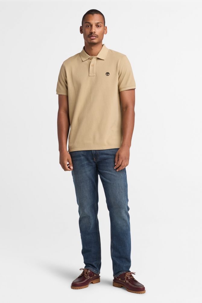 חולצת פולו לגברים עם שרוולים קצרים ולוגו רקום