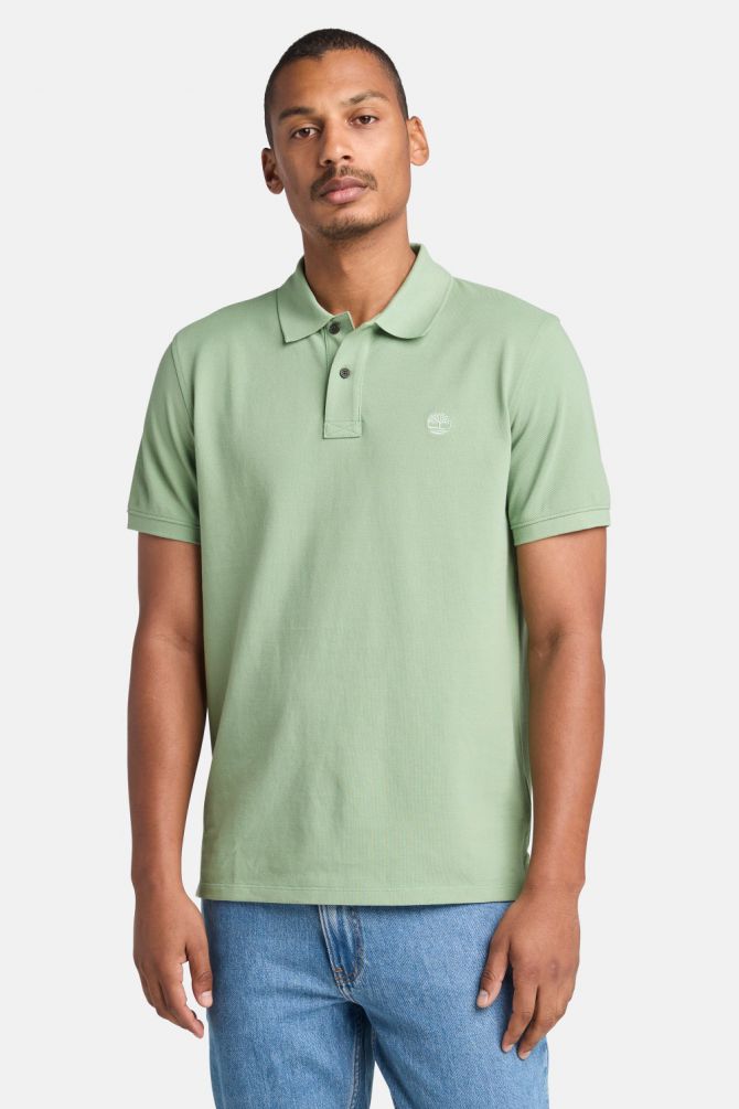 חולצת פולו לגברים עם שרוולים קצרים ולוגו רקום