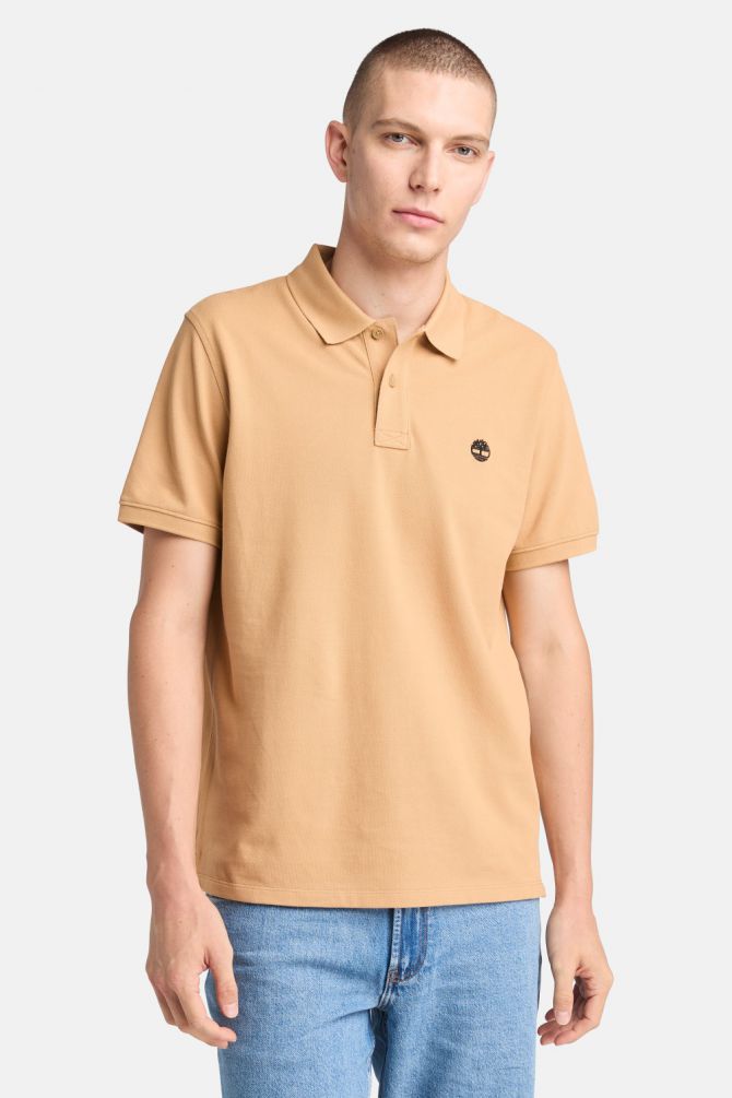 חולצת פולו לגברים עם שרוולים קצרים ולוגו רקום