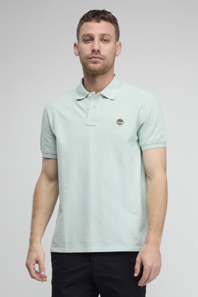 חולצת פולו לגברים עם שרוולים קצרים ולוגו רקום