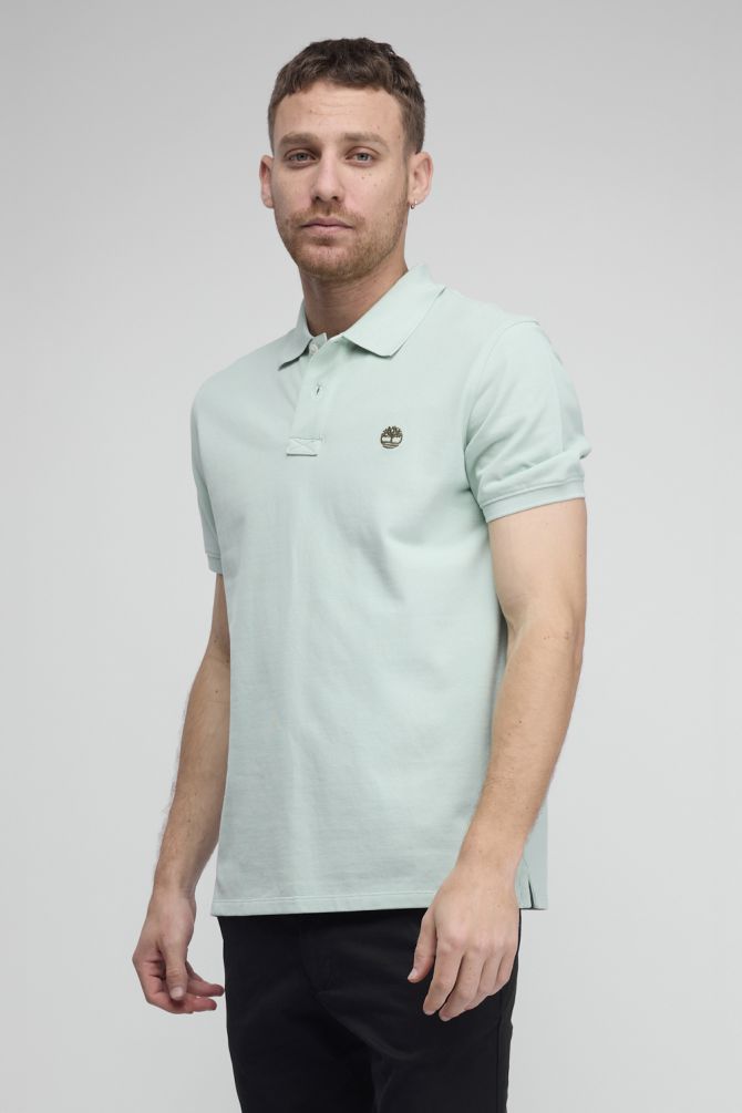 חולצת פולו לגברים עם שרוולים קצרים ולוגו רקום
