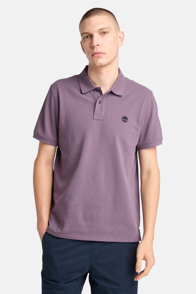 חולצת פולו לגברים עם שרוולים קצרים ולוגו רקום