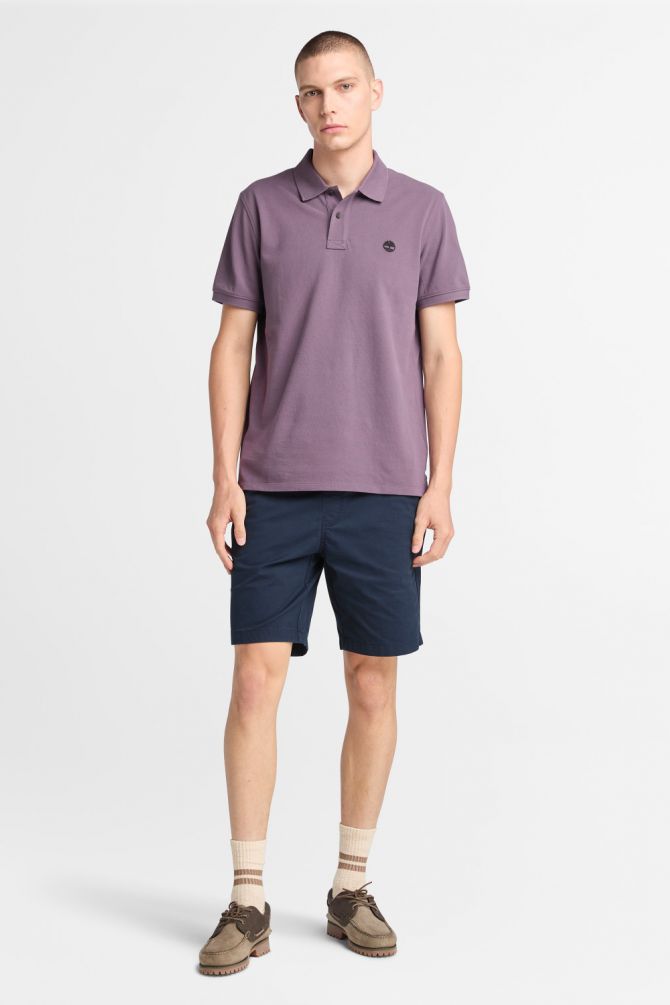 חולצת פולו לגברים עם שרוולים קצרים ולוגו רקום