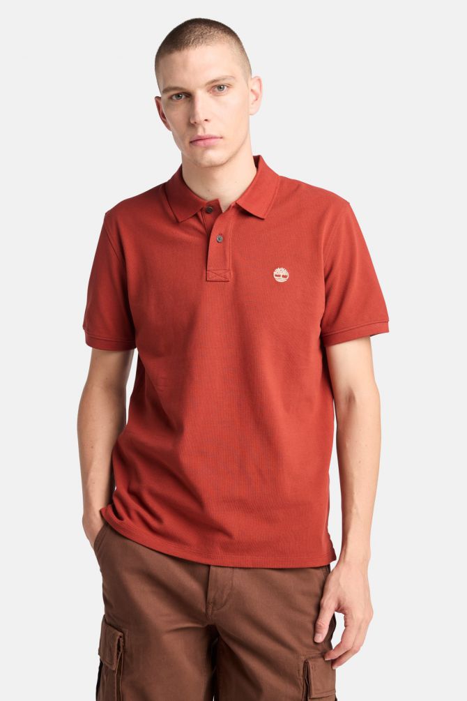 חולצת פולו לגברים עם שרוולים קצרים ולוגו רקום