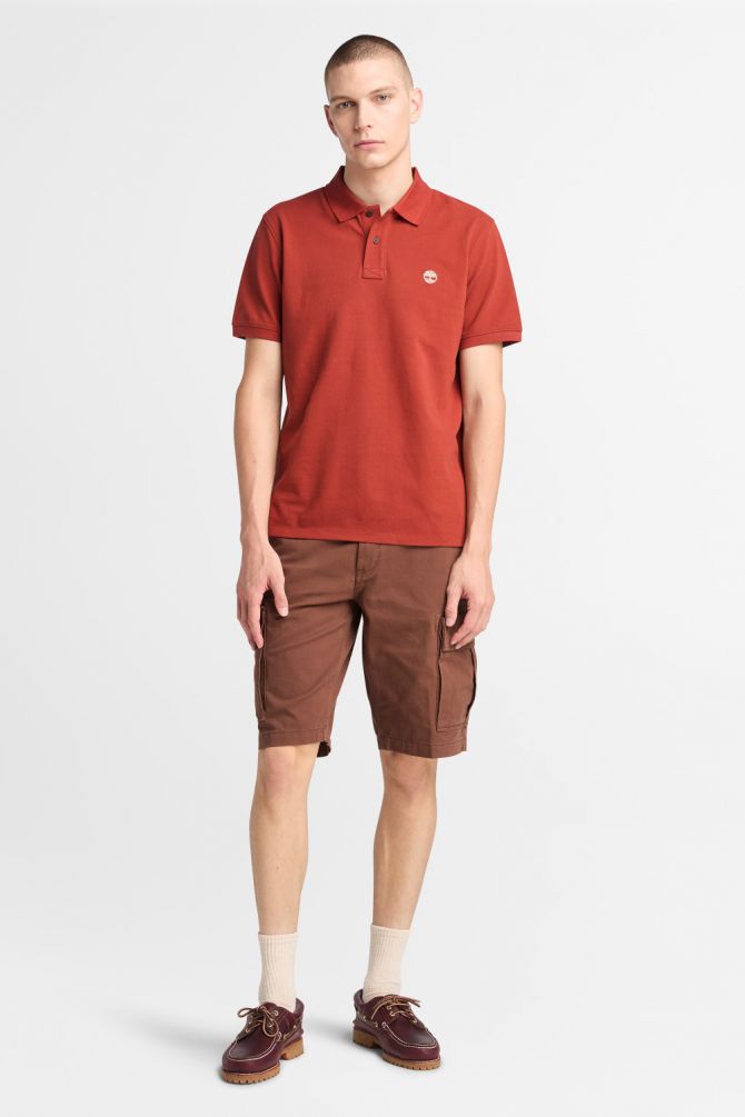 חולצת פולו לגברים עם שרוולים קצרים ולוגו רקום