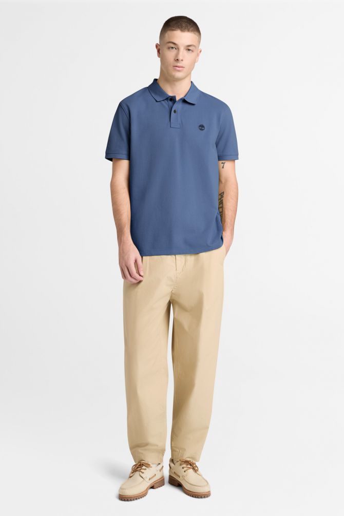 חולצת פולו לגברים עם שרוולים קצרים ולוגו רקום