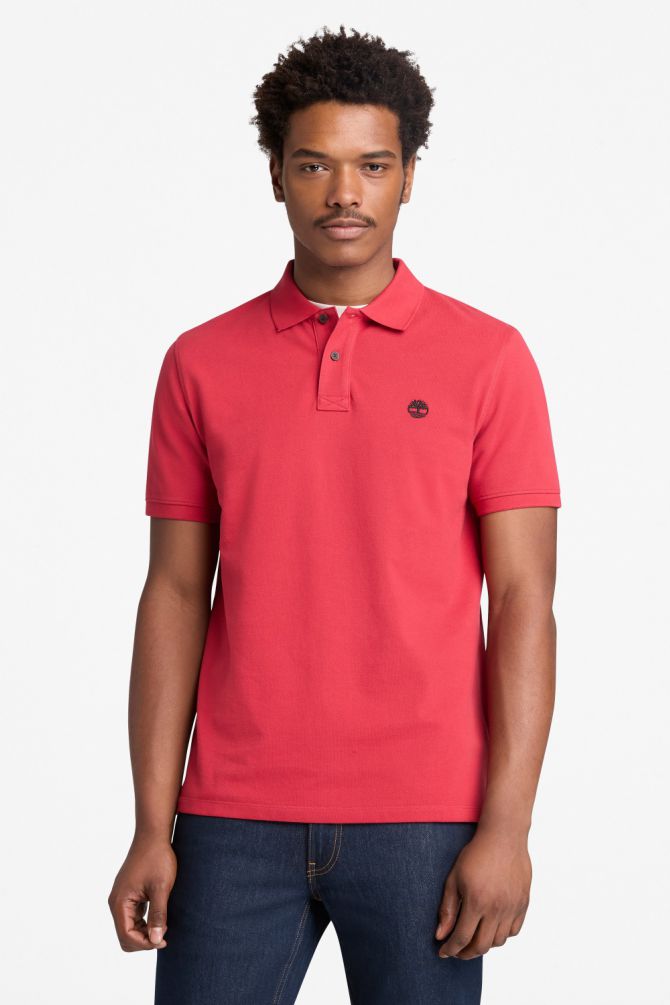 חולצת פולו לגברים עם שרוולים קצרים ולוגו רקום