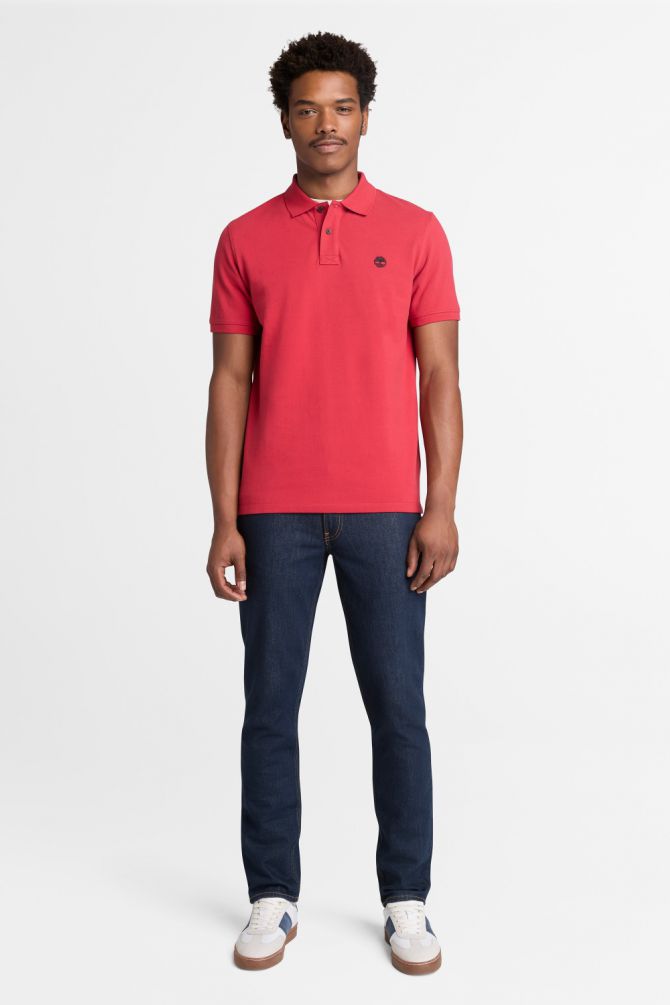 חולצת פולו לגברים עם שרוולים קצרים ולוגו רקום