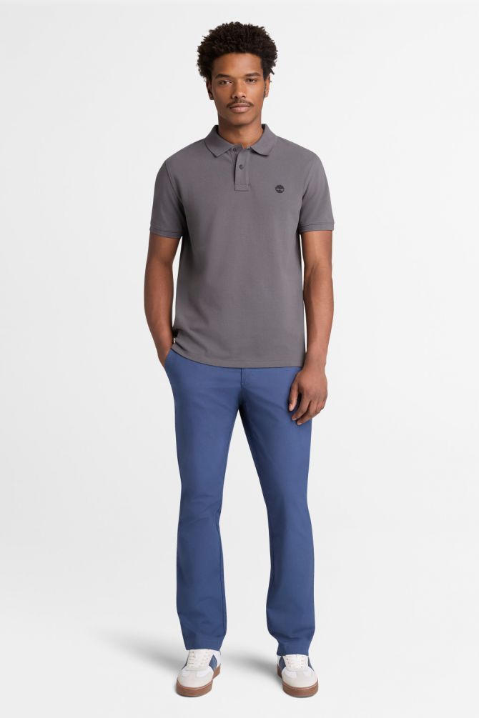 חולצת פולו לגברים עם שרוולים קצרים ולוגו רקום