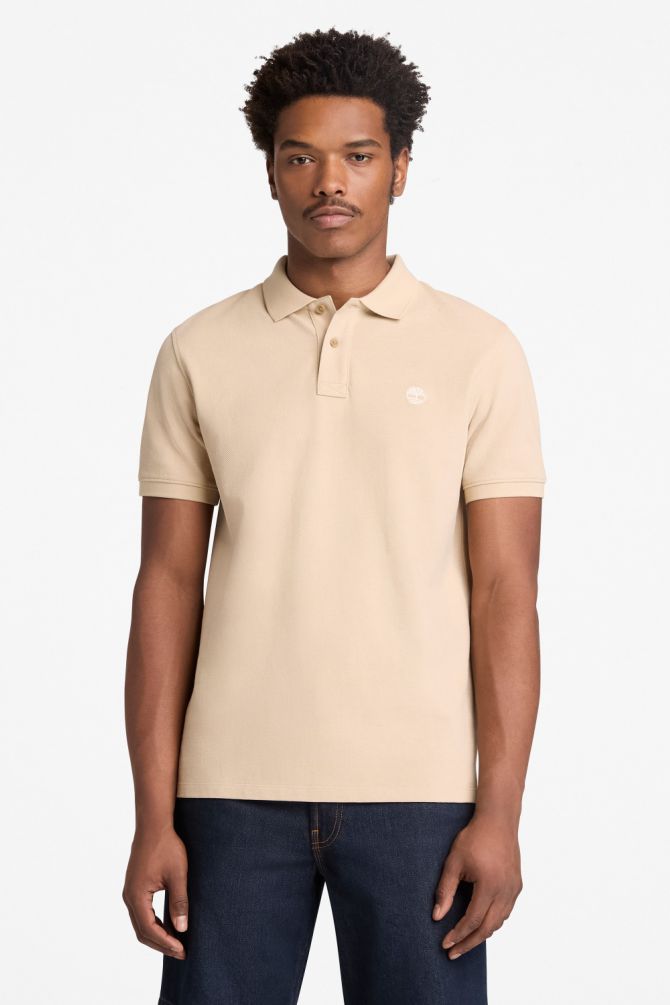 חולצת פולו לגברים עם שרוולים קצרים ולוגו רקום