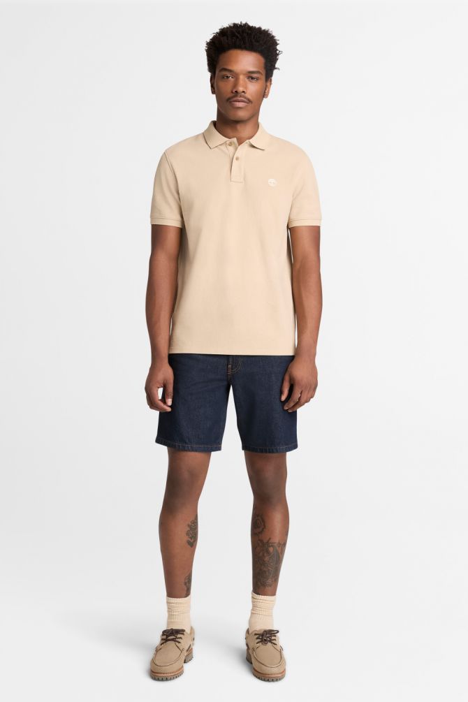 חולצת פולו לגברים עם שרוולים קצרים ולוגו רקום