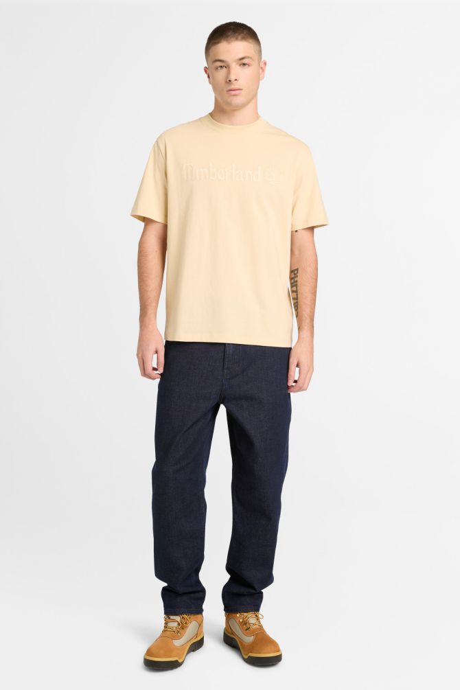 טי שירט עם שרוולים קצרים והדפס לוגו Timberland לגברים