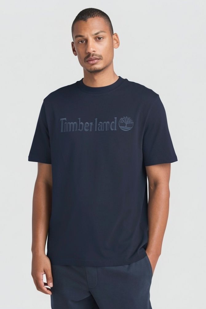 טי שירט עם שרוולים קצרים והדפס לוגו Timberland לגברים