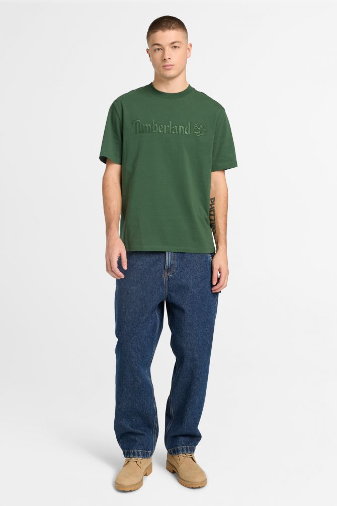 טי שירט עם שרוולים קצרים והדפס לוגו Timberland לגברים