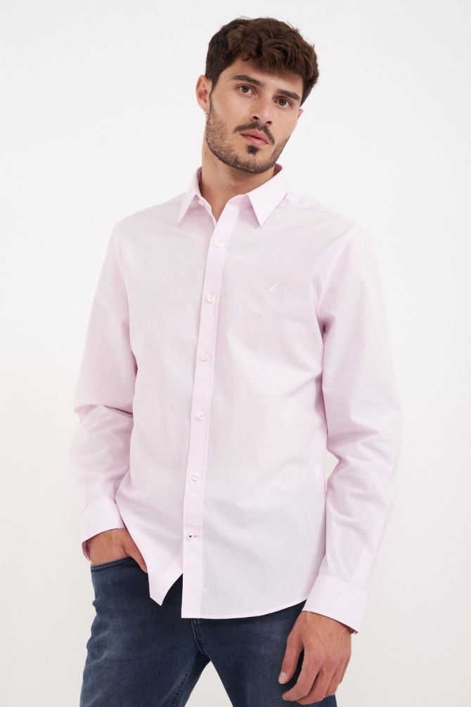 חולצה מכופתרת איכותית עם שרוולים ארוכים ולוגו Nautica לגברים