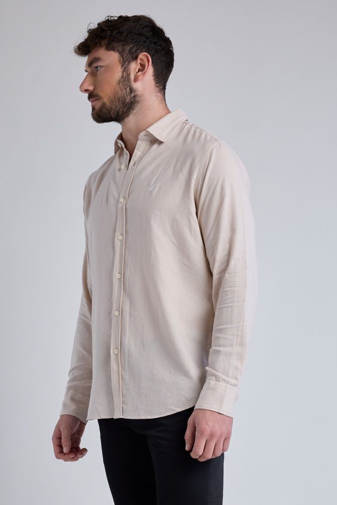 חולצה מכופתרת עם שרוולים ארוכים ולוגו Nautica רקום לגברים