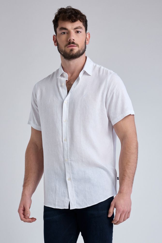 חולצה מכופתרת עם שרוולים קצרים ולוגו Nautica רקום לגברים