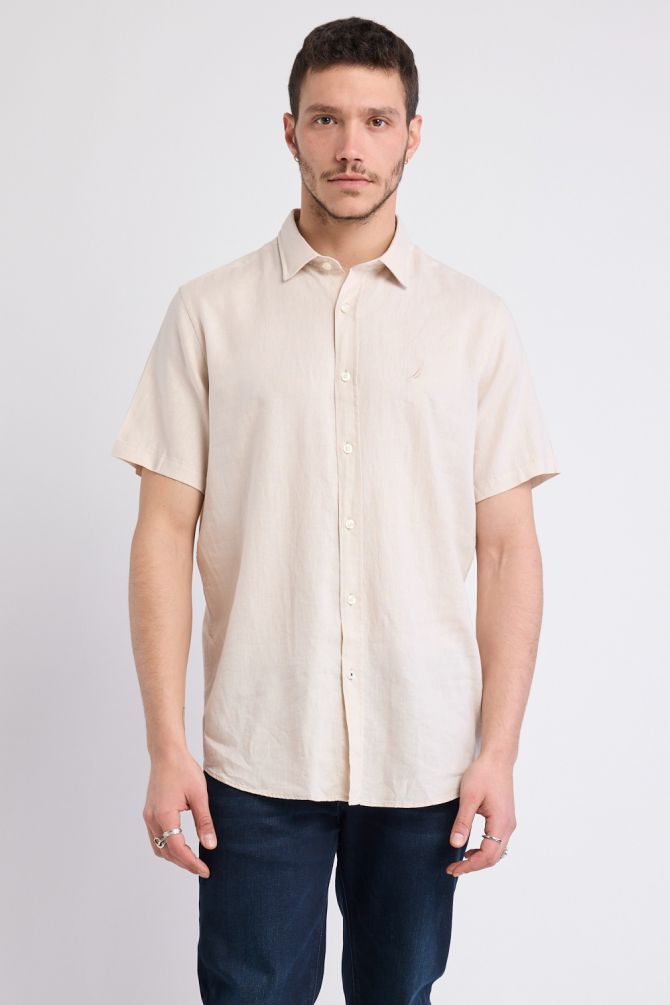 חולצה מכופתרת עם שרוולים קצרים ולוגו Nautica רקום לגברים