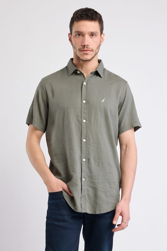 חולצה מכופתרת עם שרוולים קצרים ולוגו Nautica רקום לגברים