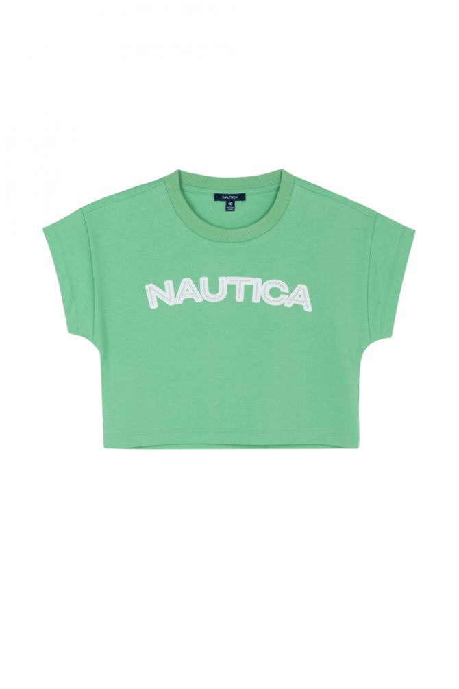 טי שירט בגזרת קרופ Nautica לילדות
