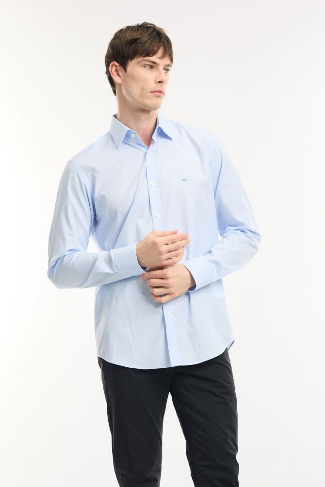 חולצה מכופתרת עם שרוולים ארוכים ולוגו רקום Greg Norman לגברים