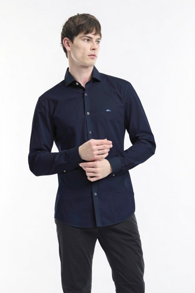 חולצה מכופתרת עם שרוולים ארוכים ולוגו רקום Greg Norman לגברים