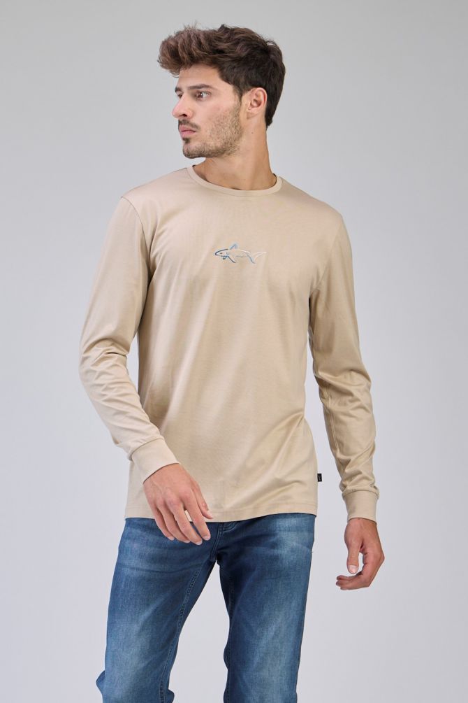 חולצה עם שרוולים ארוכים ולוגו גדול Greg Norman לגברים