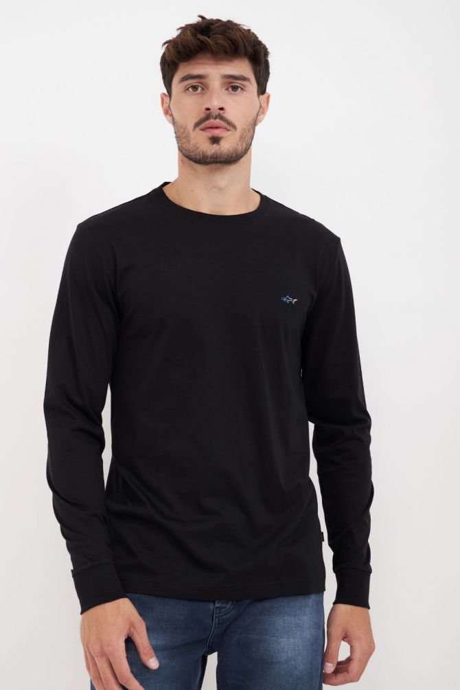 חולצה עם שרוולים ארוכים ולוגו רקום Greg Norman לגברים