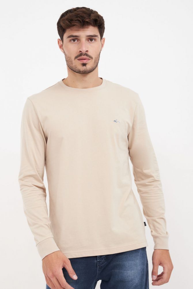 חולצה עם שרוולים ארוכים ולוגו רקום Greg Norman לגברים