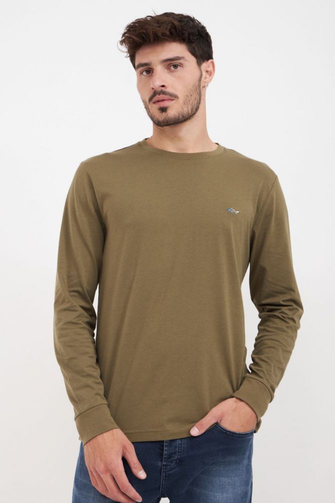 חולצה עם שרוולים ארוכים ולוגו רקום Greg Norman לגברים