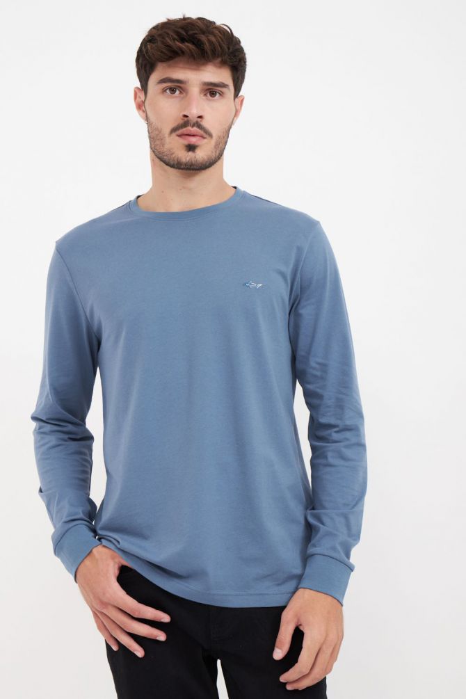 חולצה עם שרוולים ארוכים ולוגו רקום Greg Norman לגברים