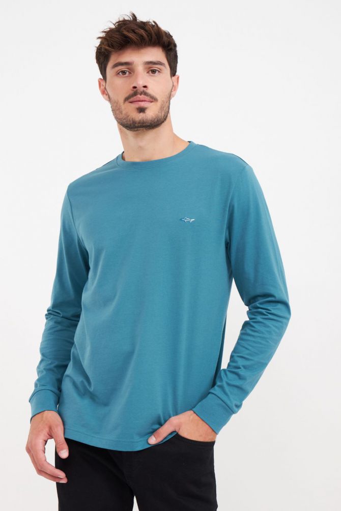 חולצה עם שרוולים ארוכים ולוגו רקום Greg Norman לגברים