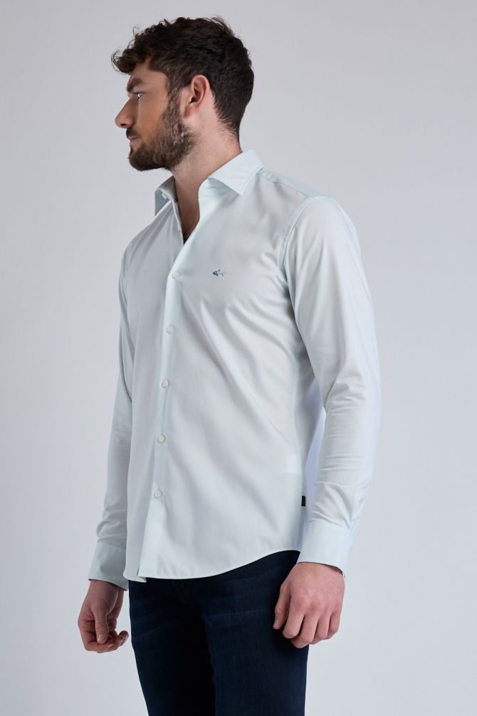 חולצה מכופתרת עם שרוולים ארוכים ולוגו רקום Greg Norman לגברים