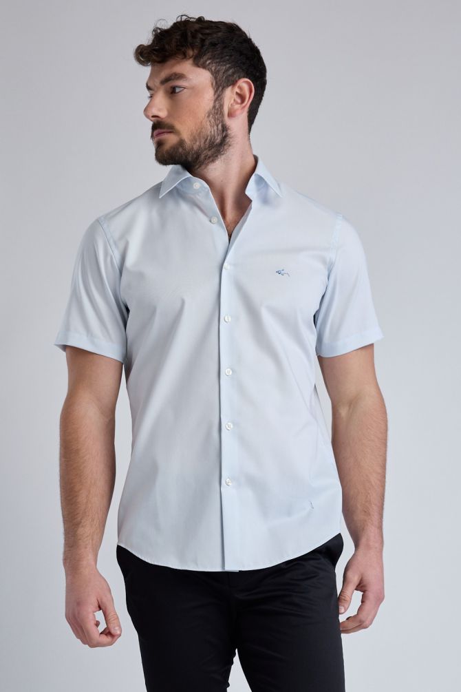 חולצה מכופתרת עם שרוולים קצרים ולוגו רקום Greg Norman לגברים