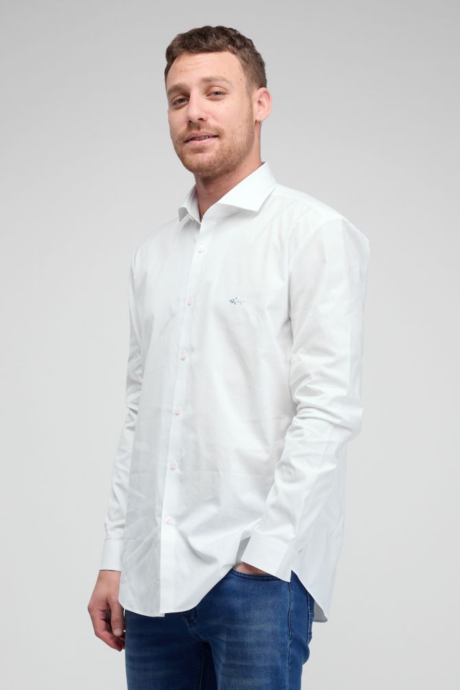 חולצה מכופתרת עם שרוולים ארוכים ולוגו רקום Greg Norman לגברים